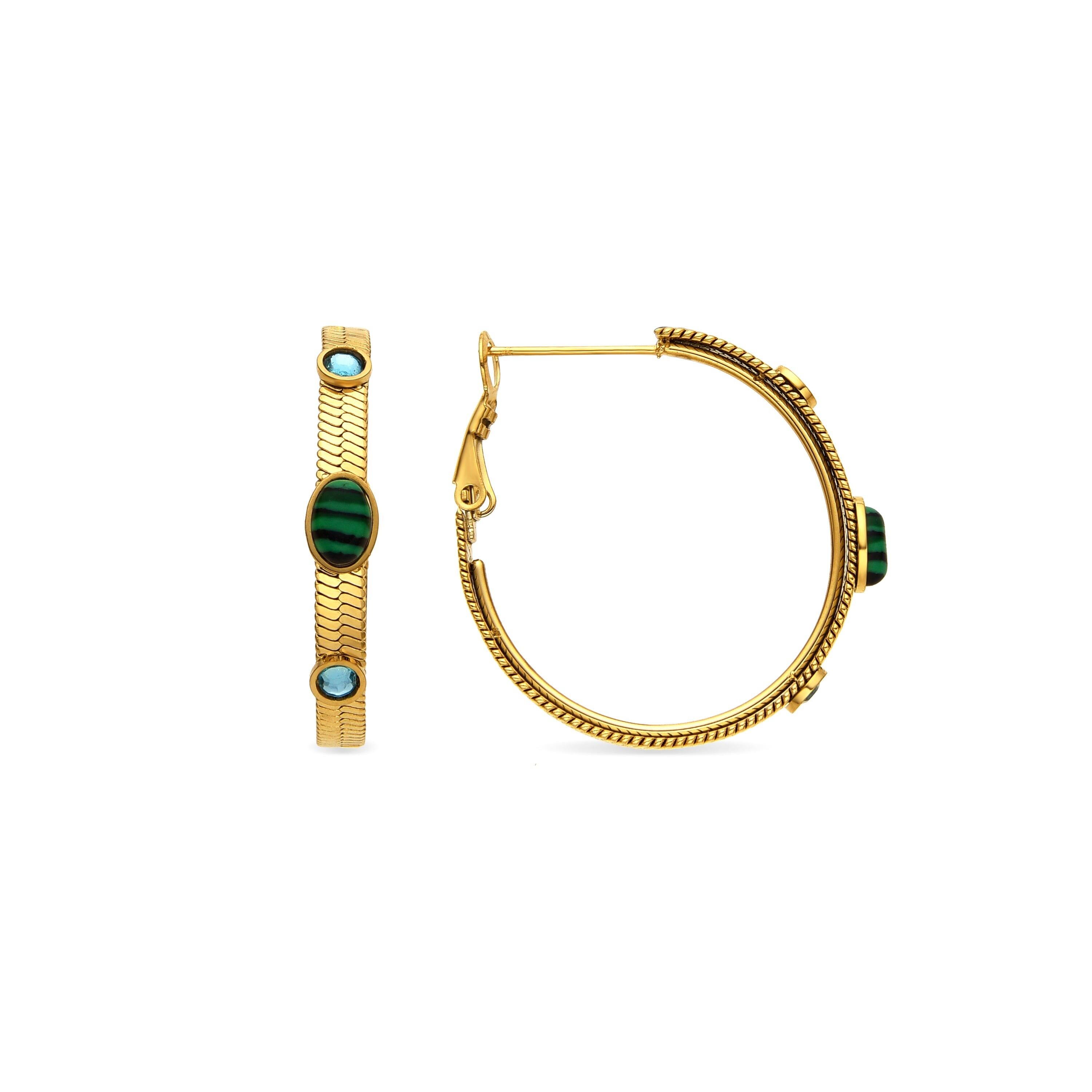 Orecchini Luxenter con Malachite finitura oro 18k - Reus