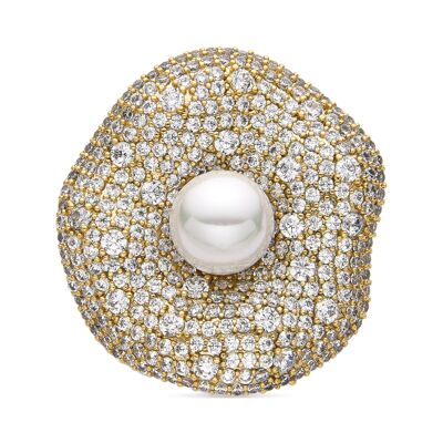 Luxenter Brooch with White Pearl 18k Gold Finish - Sulwa