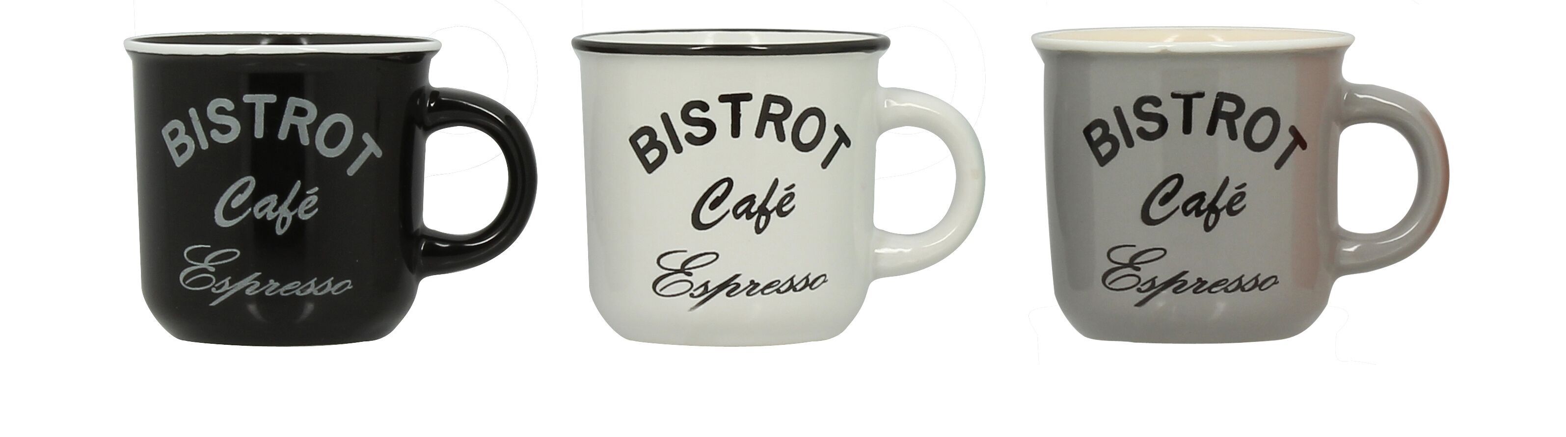 14cl bistro coffee cup in dark grey-white-black stoneware