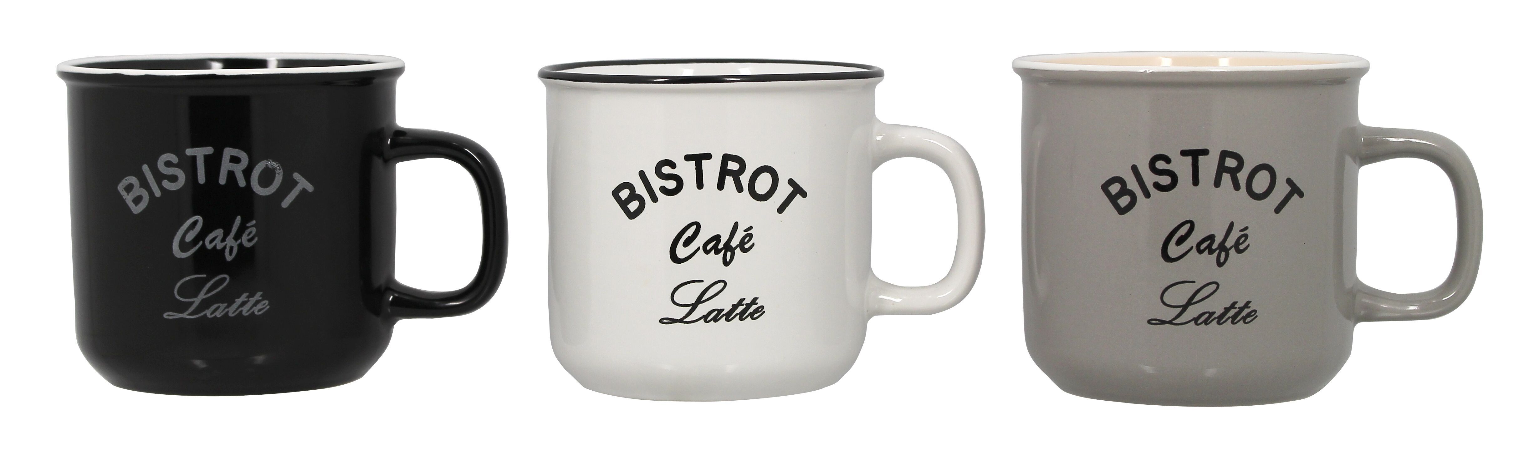 44cl Bistrobecher aus dunkelgrau-weiß-schwarzem Steinzeug