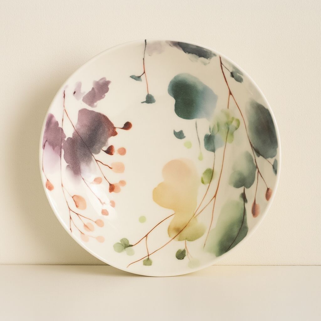Watercolor dessert plate 20cm in porcelain