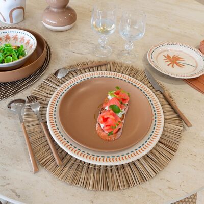 Assiette dessert arita 20.5cm en grès marron