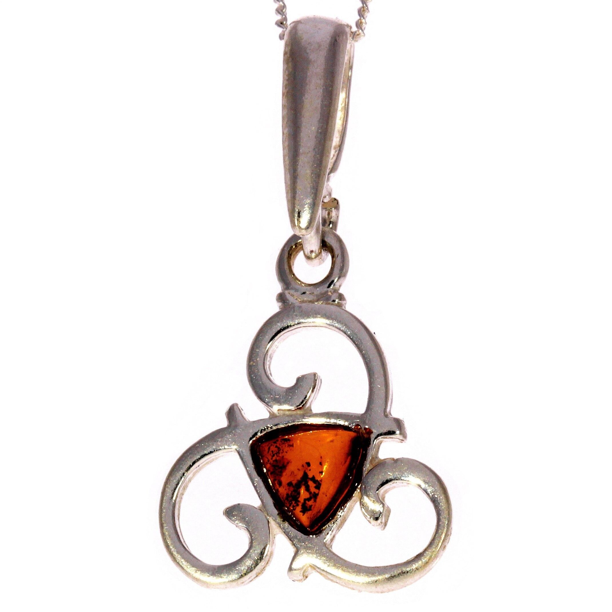 Moderner Anhänger aus 925er Sterlingsilber und echtem baltischen Bernstein – GL342