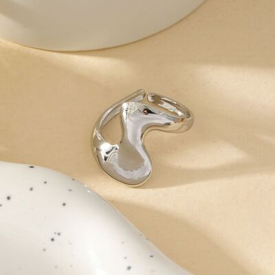 Anello onda argento lucido