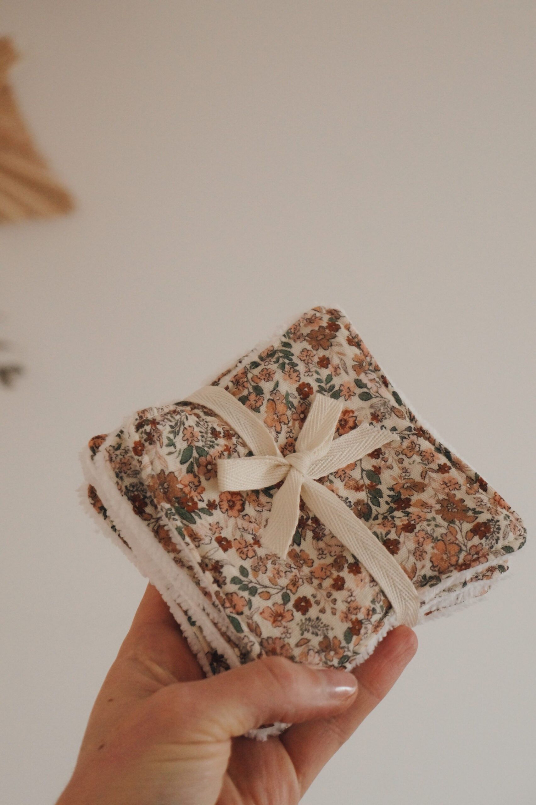 5 quadrati di cotone lavabili Bouquet floreale