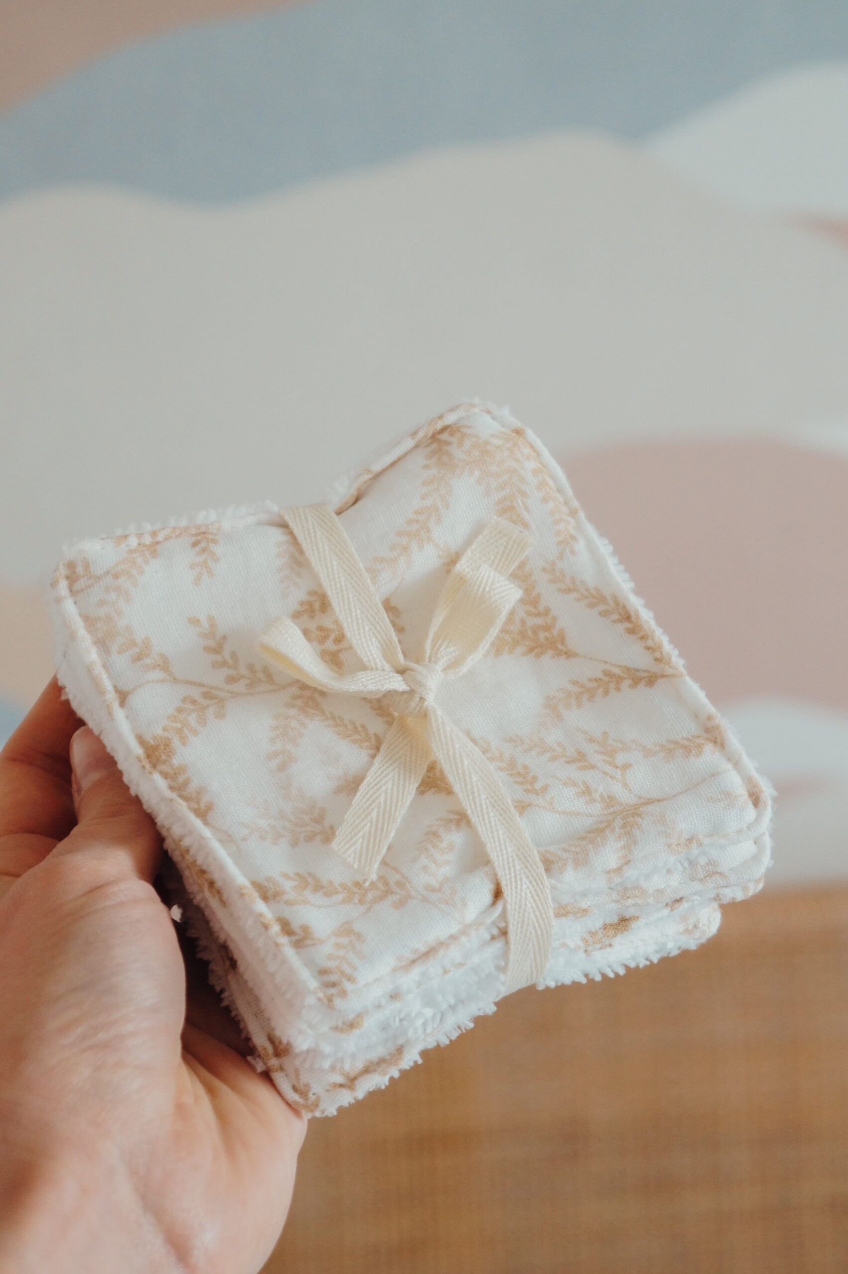 5 quadrati di cotone lavabili Golden Fern