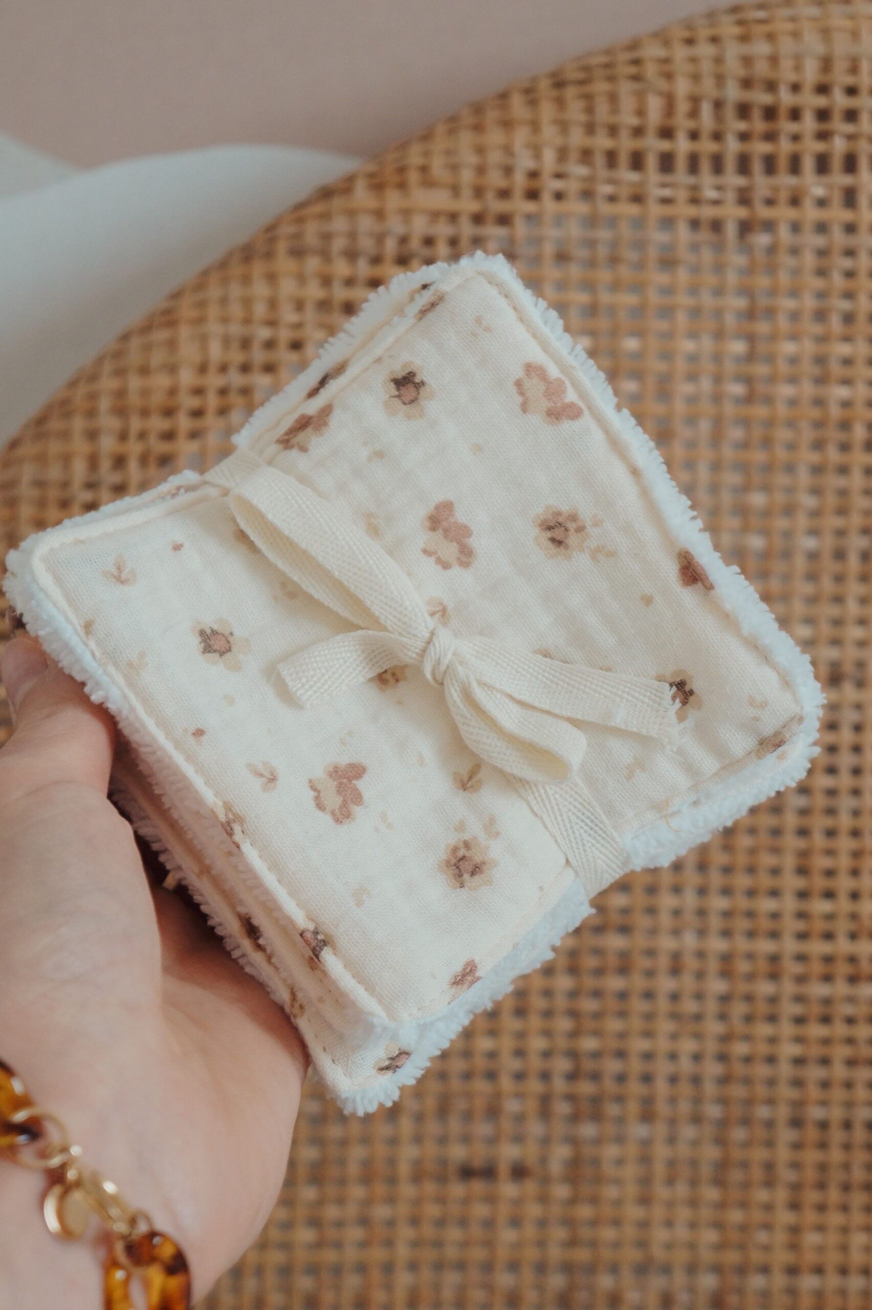 5 quadrati di cotone lavabili Rose marroni