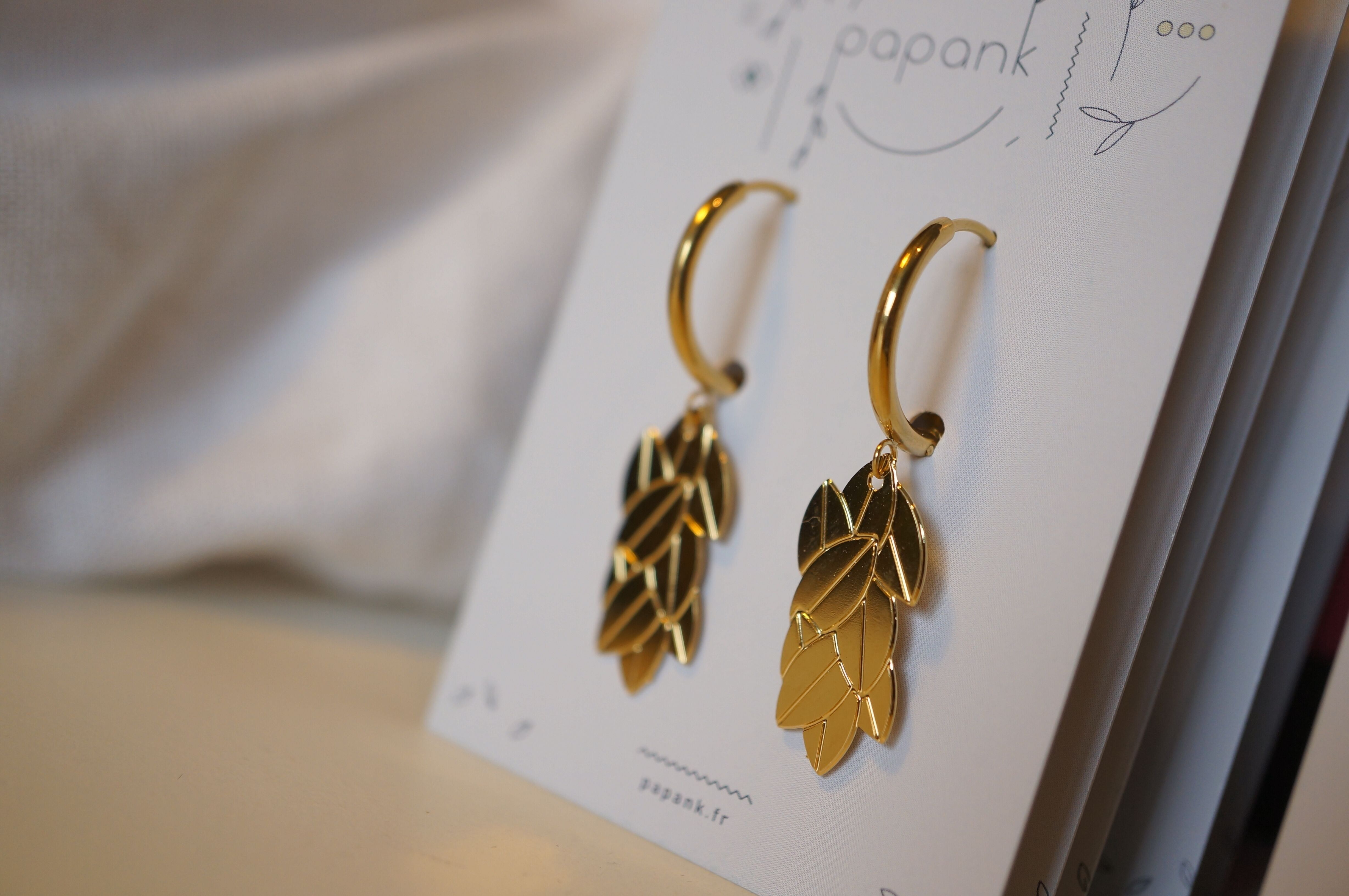 Messing-Blatt-Ohrringe für Frauen ~Alma~