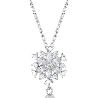 Colgante con forma de gota de perla y buddleia floral