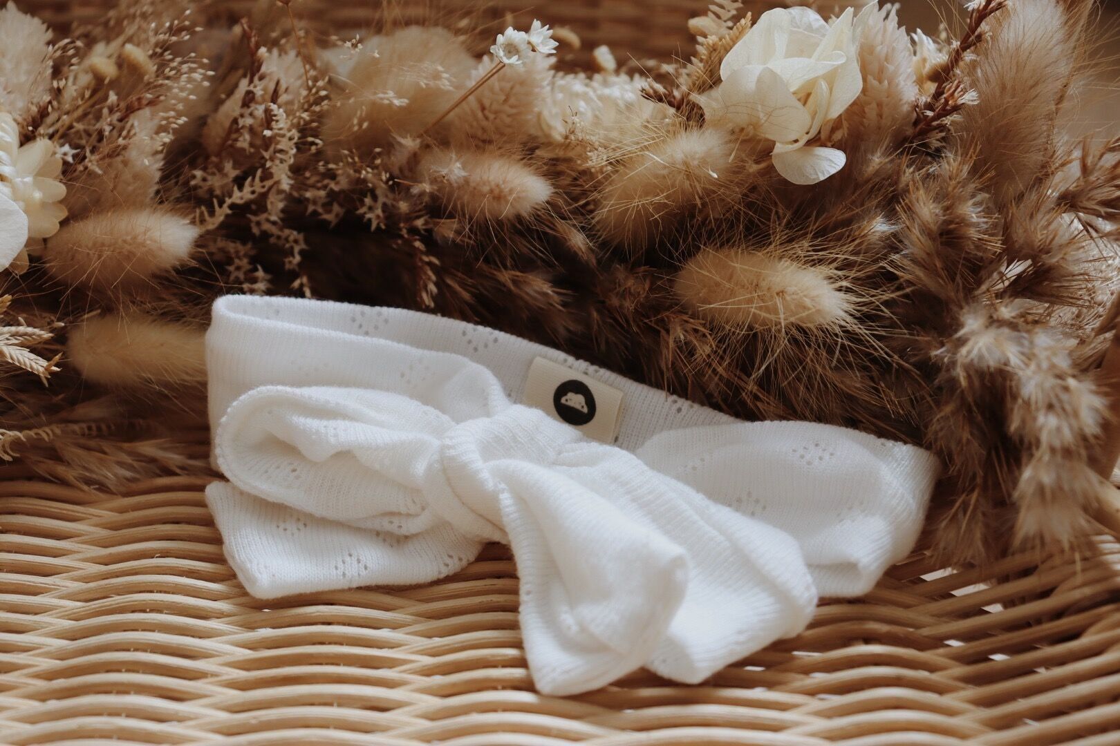 Fascia per capelli a pois color crema