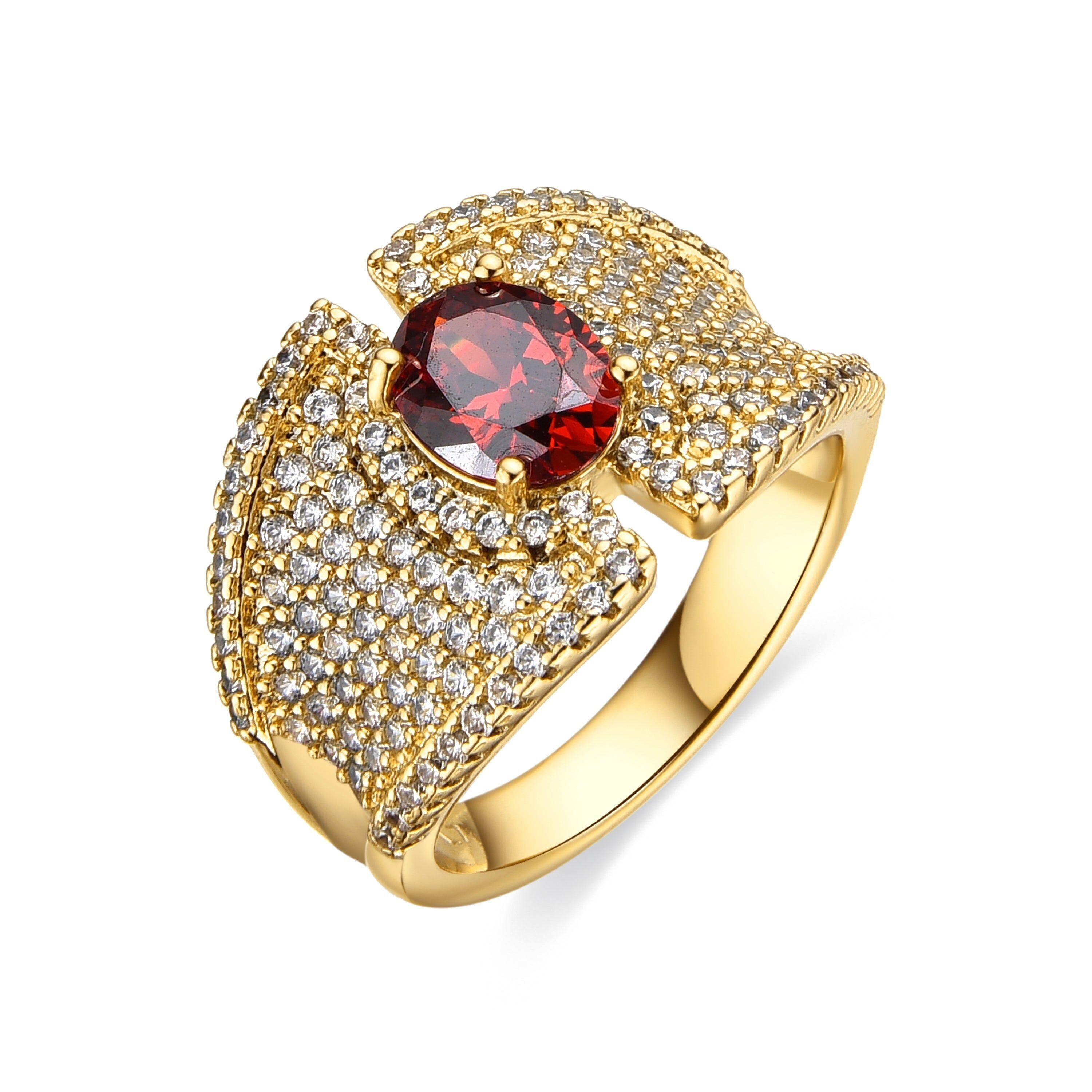 Anello Luxenter con zirconi rubino finitura oro 18k - Kiawe