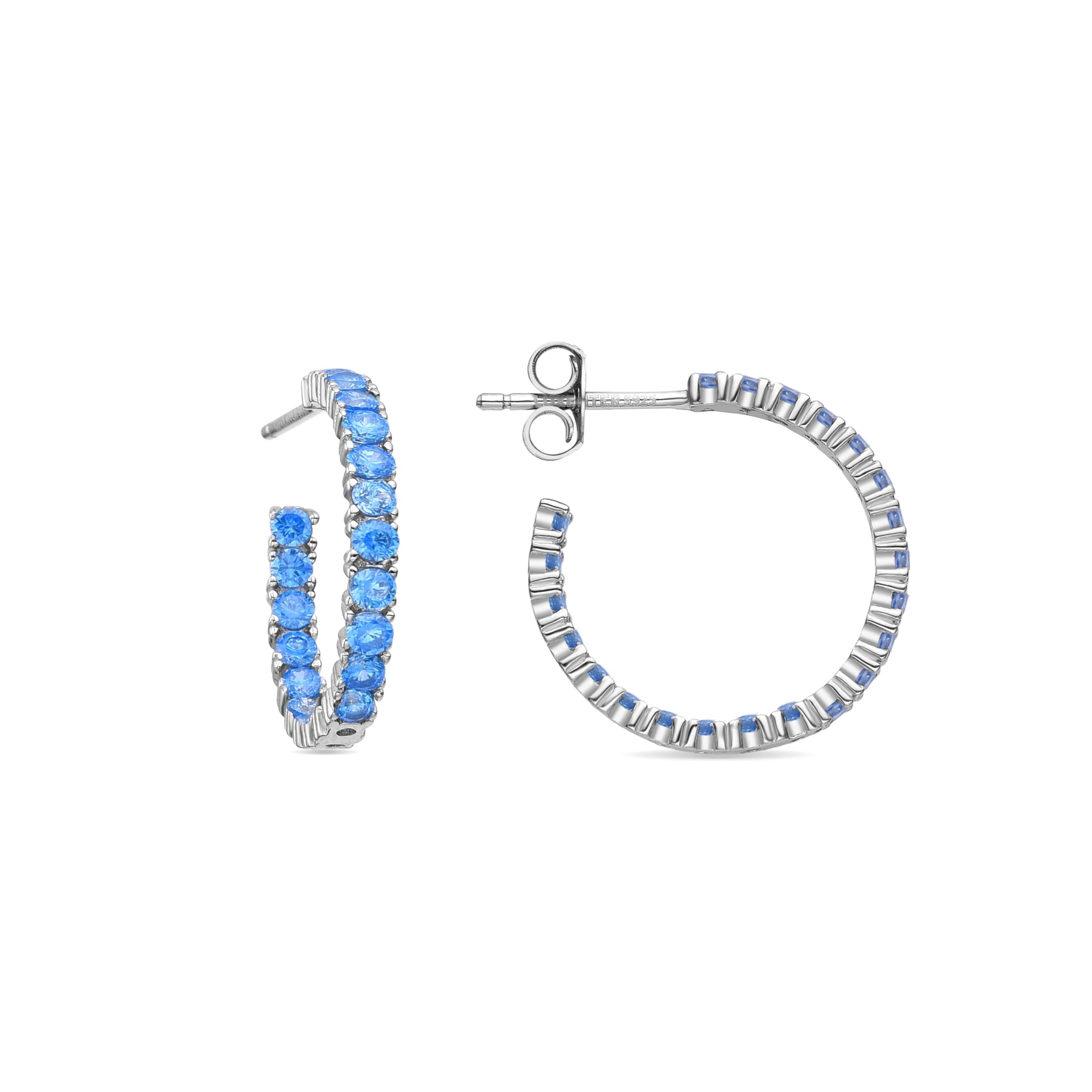 Orecchini Luxenter in argento sterling 925 con topazio blu e zirconia rifiniti in rodio - Iotha
