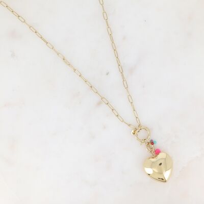Necklace - large heart, glass paste charms