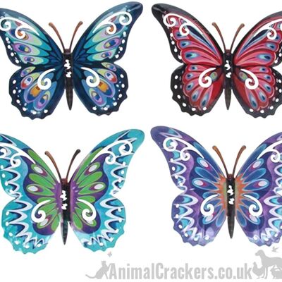 Lot de 4 papillons en métal de 24 cm, décoration murale de jardin, cadeau pour amoureux des papillons