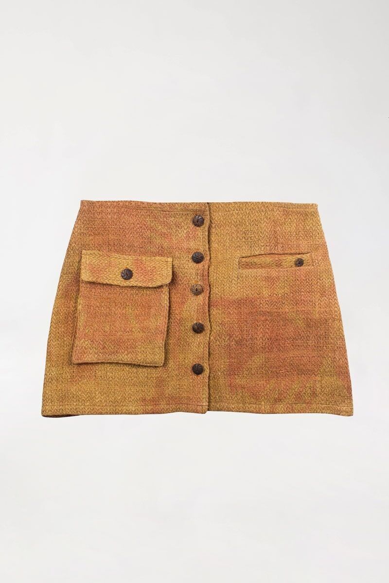 Gonna con Tasche Cargo 100% Canapa Ice Dye Miele e Lac