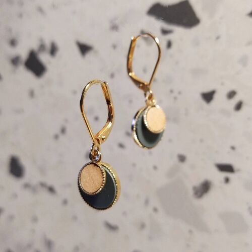 Boucles d'oreilles femme "Aria" en bois et plexiglas vert de gris