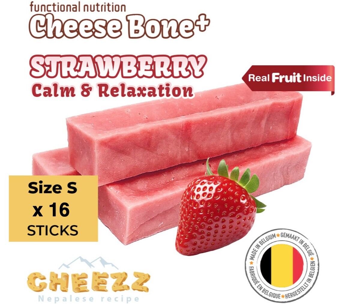 Cheezz Yak Cheese Snacks para petits chien - con verset aardbei - con L triptophane para efecto calmante - paquete de 16