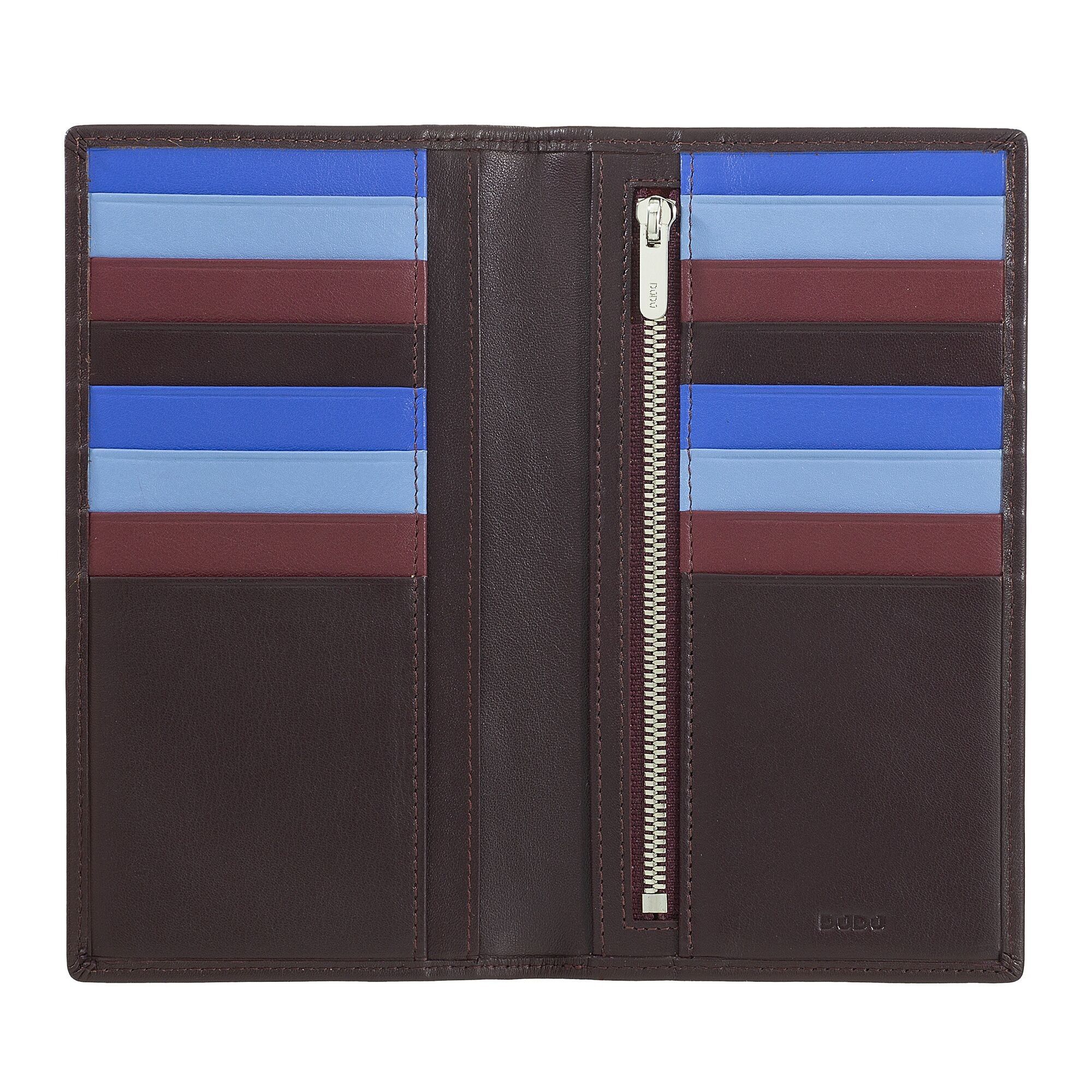 Portafoglio lungo sottile in pelle da donna DUDU bordeaux scuro