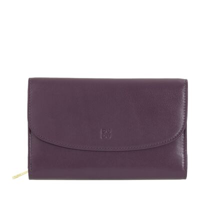 DUDU Portafoglio organizer in pelle da donna viola scuro