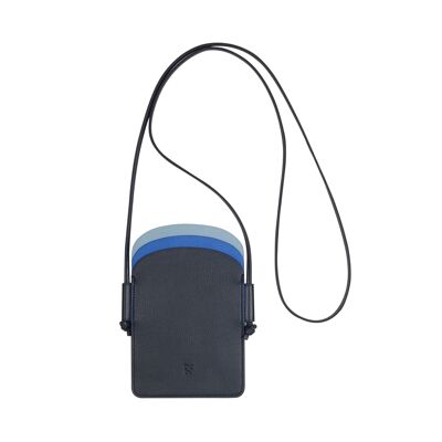 DUDU Custodia in pelle per cellulare con collana blu navy