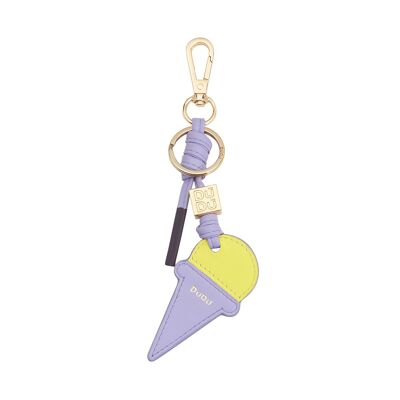 Porte-clés cornet de glace DUDU en cuir vanille-baie