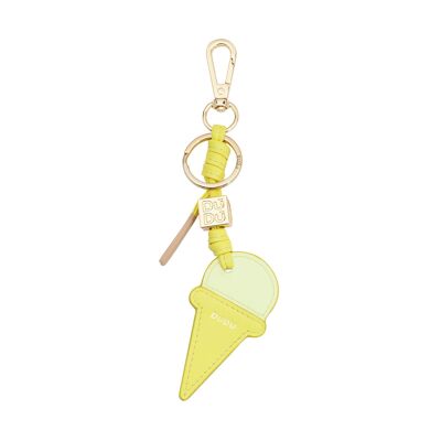 Porte-clés cornet de glace DUDU en cuir crème vanille
