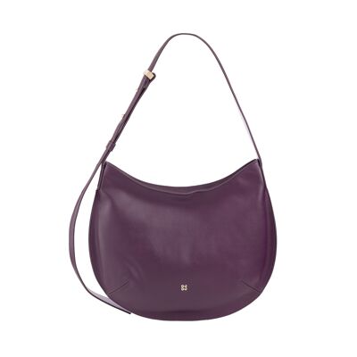 DUDU Bolso hobo mediano de piel para mujer con cremallera en color morado oscuro