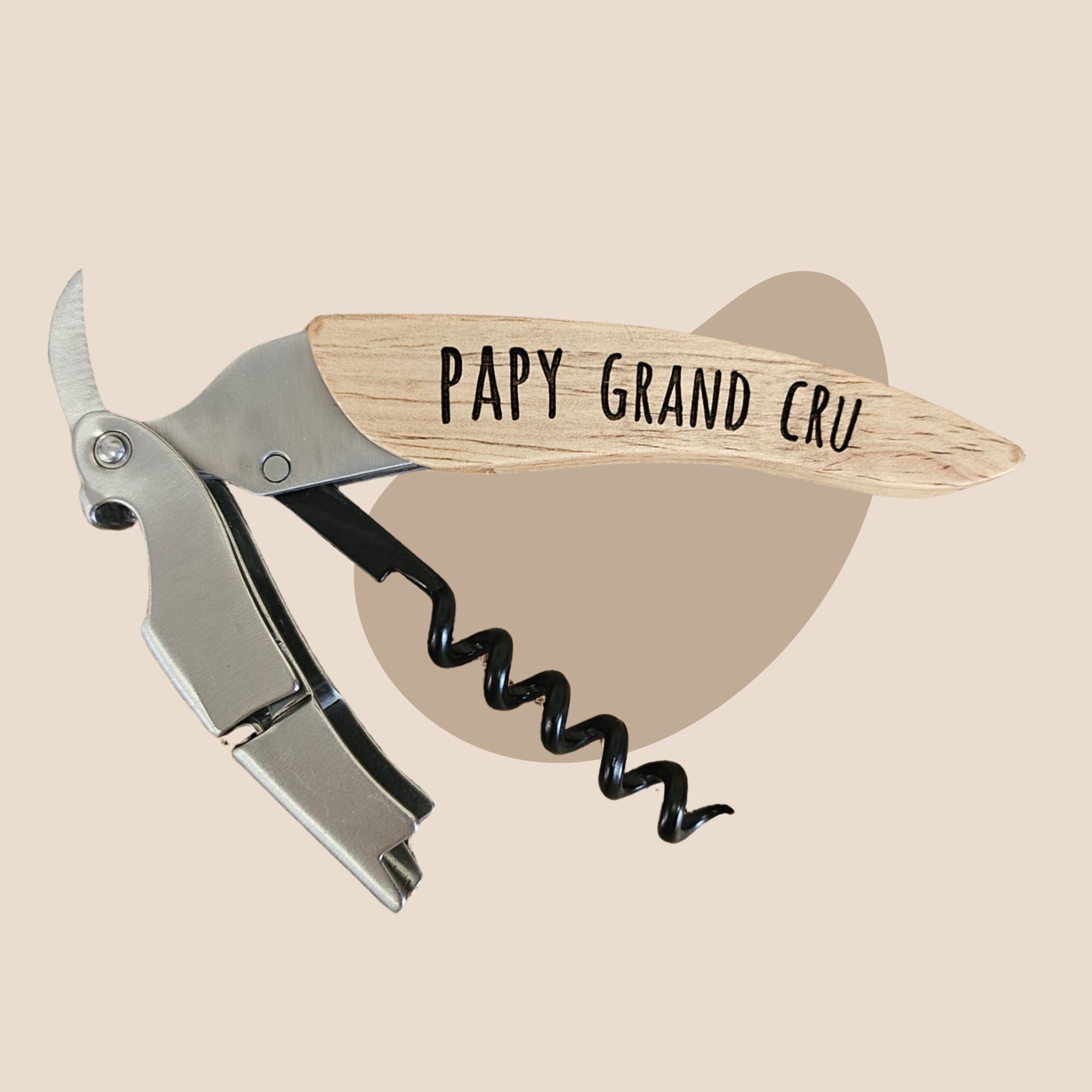 Personalized lemonade corkscrew "Papy grand cru"