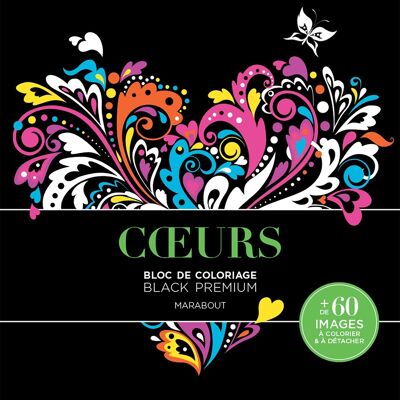 Libro - Blocco da colorare Premium Nero - Cuori