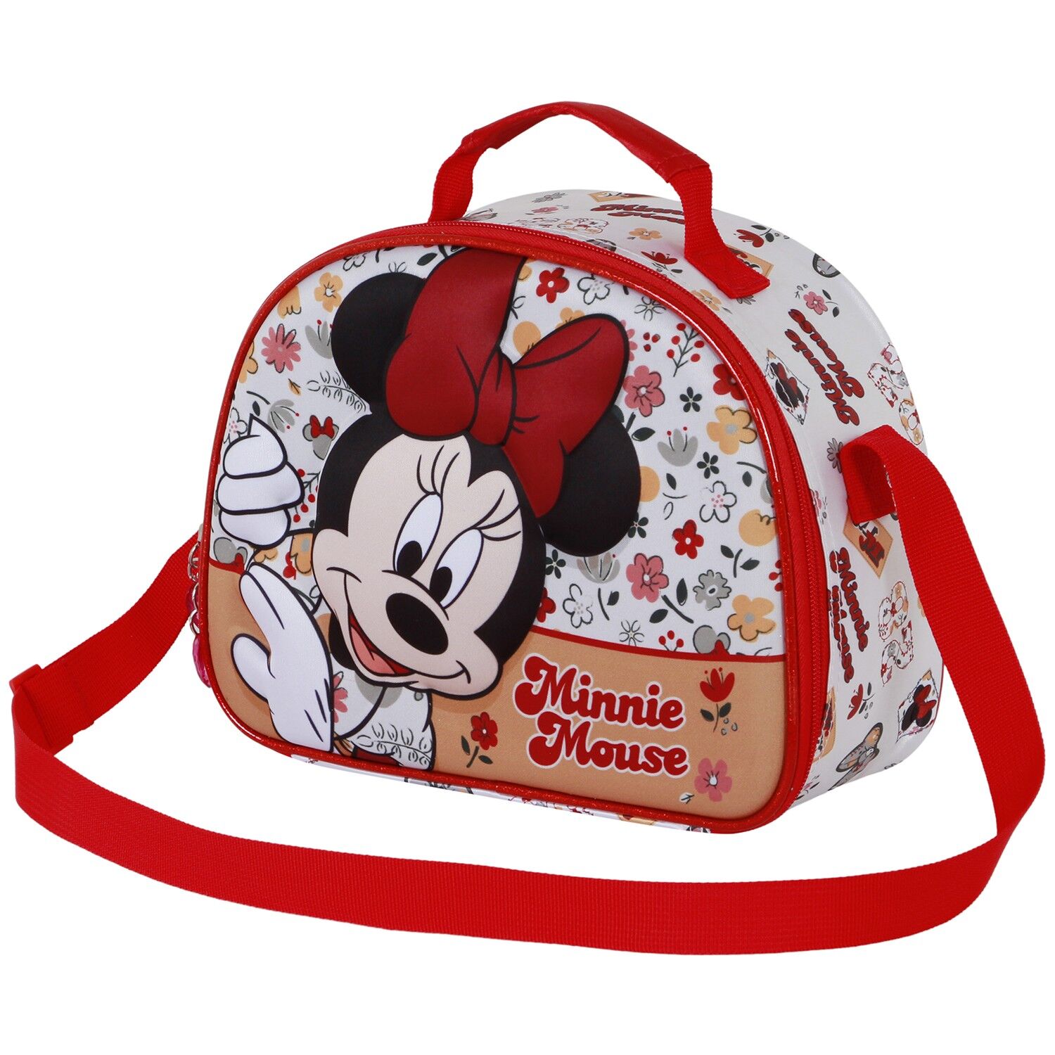 Disney Minnie Mouse Flowered-3D Lunch Bag, Rosso