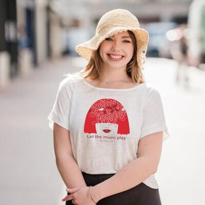 Maglietta in lino Made in France "Lascia che la musica suoni rossa"
