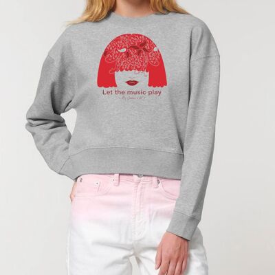 Women's organic cotton cropped sweatshirt "Let the music play"