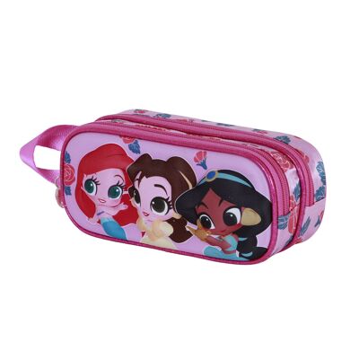 Disney Princesas Flowers-Estuche Portatodo 3D Doble, Rosa