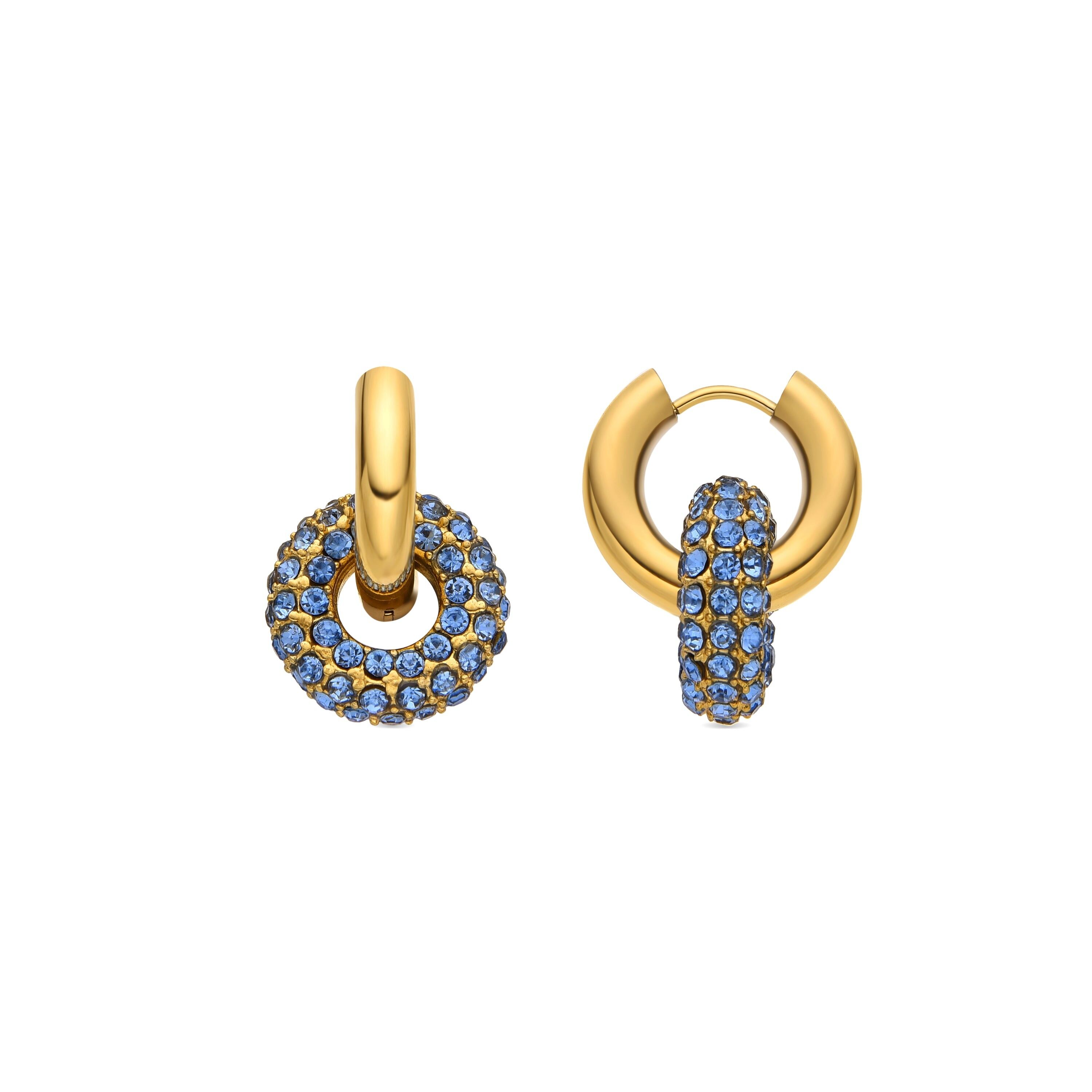 Orecchini Luxenter con cristallo blu scuro finitura oro 18k - Rawe