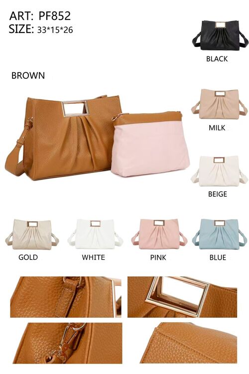 Bolso de Mano Sintético con Cierre de Click, Gran Calidad y Bolsito Extra para Mujer
