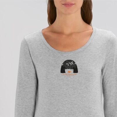 T-shirt femme à manches longues en coton Bio " Let the music play "