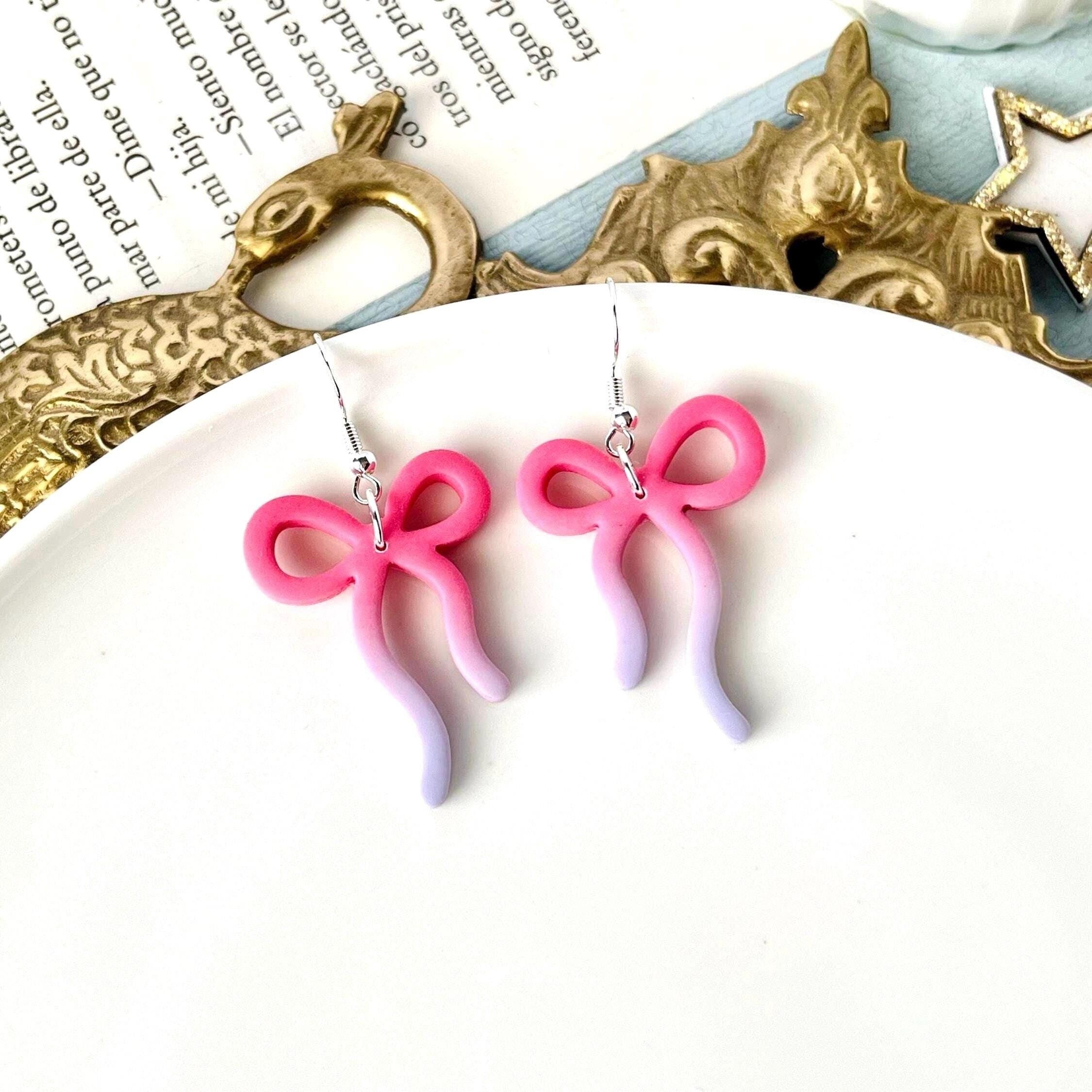 Schleifenohrringe, Polymer Clay Schmuck, 925 versilbert, minimalistisch, Geschenke für Mama, Schleifengeschenke, Geschenke für Sie, Geschenke für Frauen