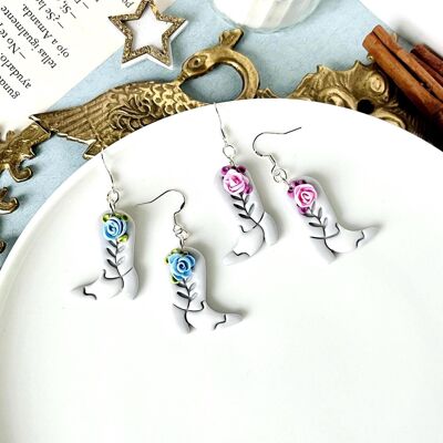 Cowboy Shoes Earrings, Polymer Clay Jewelry, Western Cowboys, Horse Lover, Wild West, Horse Gift, Western Gifts for Women
