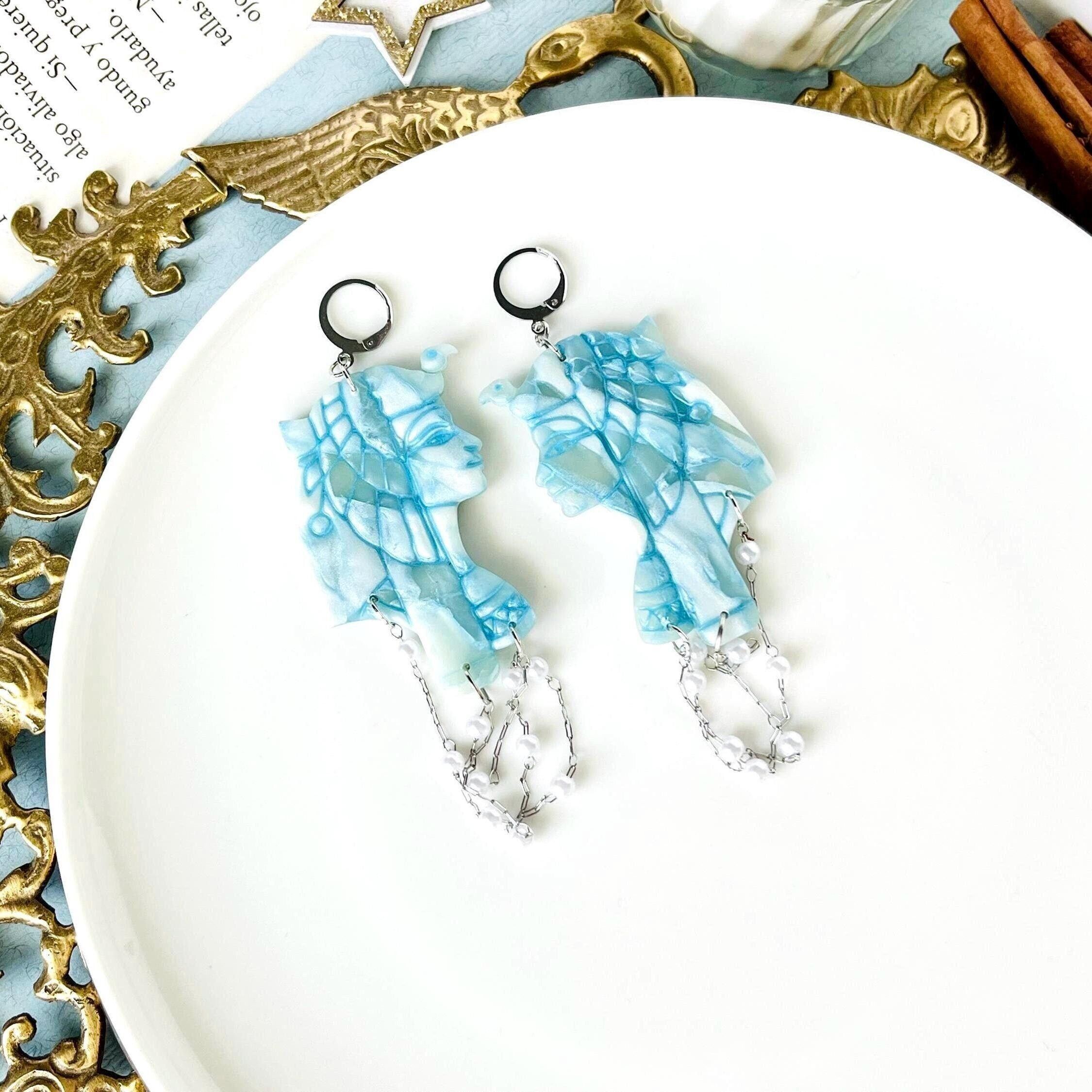 Orecchini egiziani, gioielli originali in argilla polimerica, regina Cleopatra, gioielli egiziani in argilla, regali egiziani unici per le donne