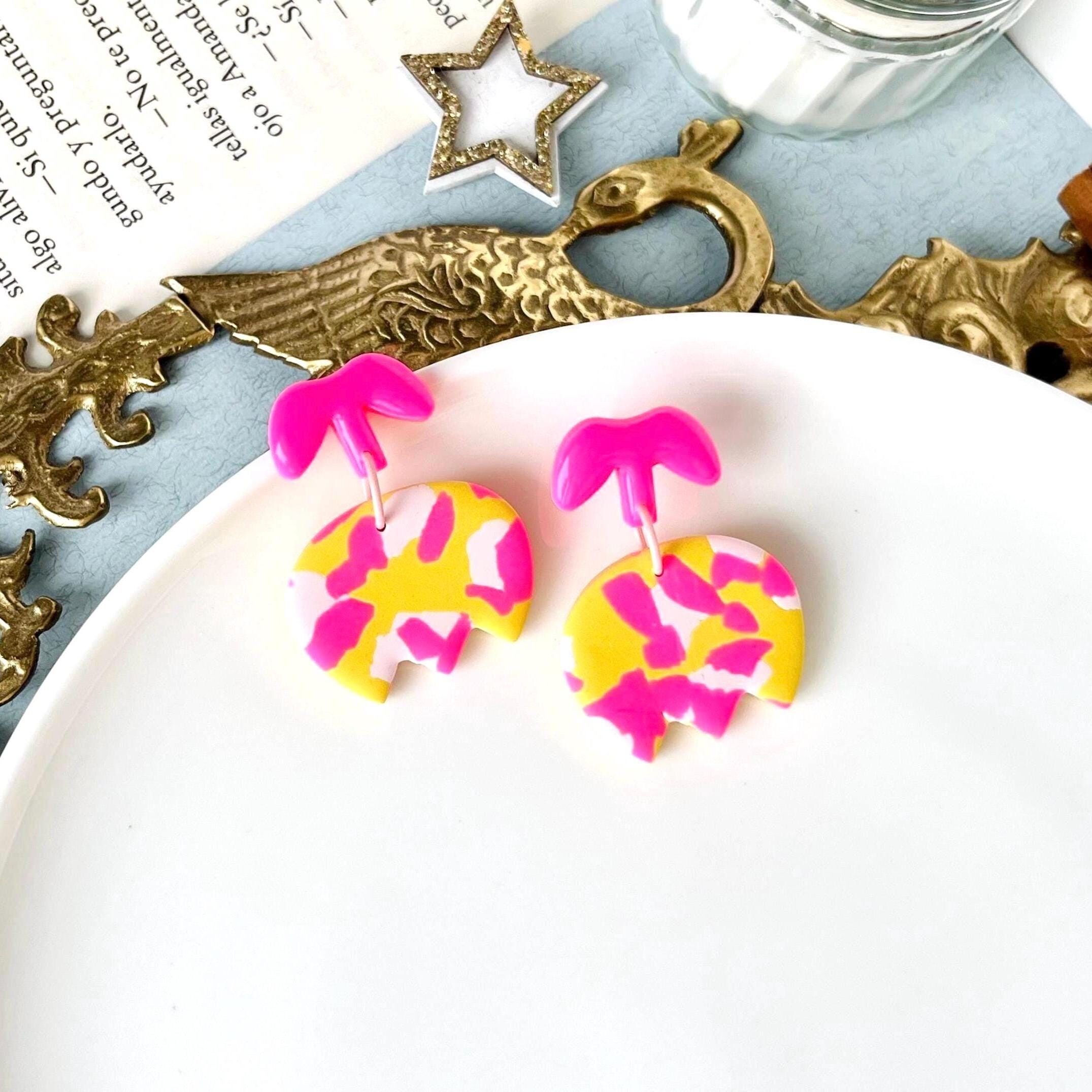 Orecchini Tulipano Grande, Gioielli in Argilla Polimerica con Fiori Grandi, Gioielli Tulipano, Minimalisti, Regali Floreali per Donne