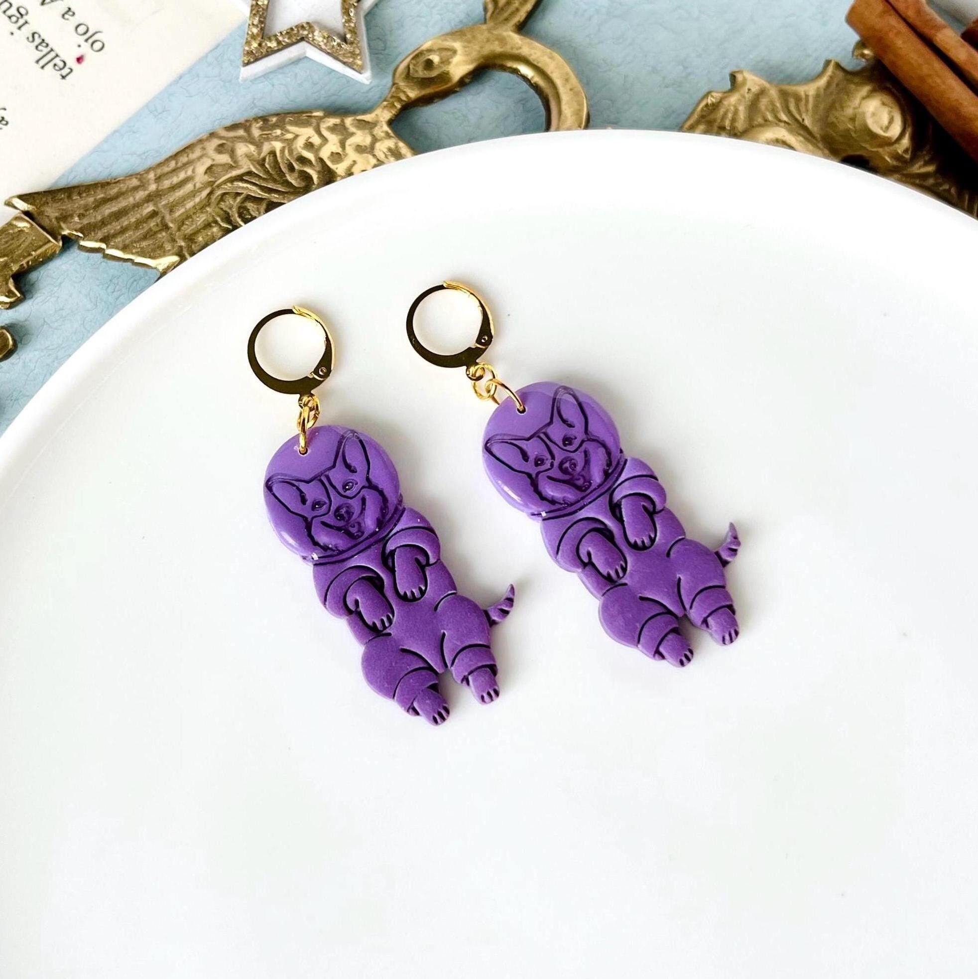 Gioielli per cani Corgi Astronaut, orecchini in polimero per cani, regali originali in argilla, amanti dei cani, amanti dei Corgi, regali per cani per donne