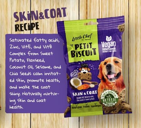 Snack para perros vegano y de calidad humana con prebióticos y suplementos para una piel y un pelaje más bellos