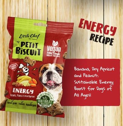 Snack para perros vegano y apto para humanos con prebióticos y suplementos para obtener energía adicional