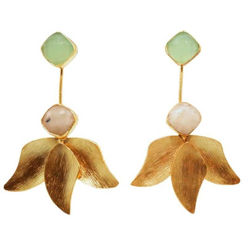 Orecchini Rouse verde acqua e pietra di luna