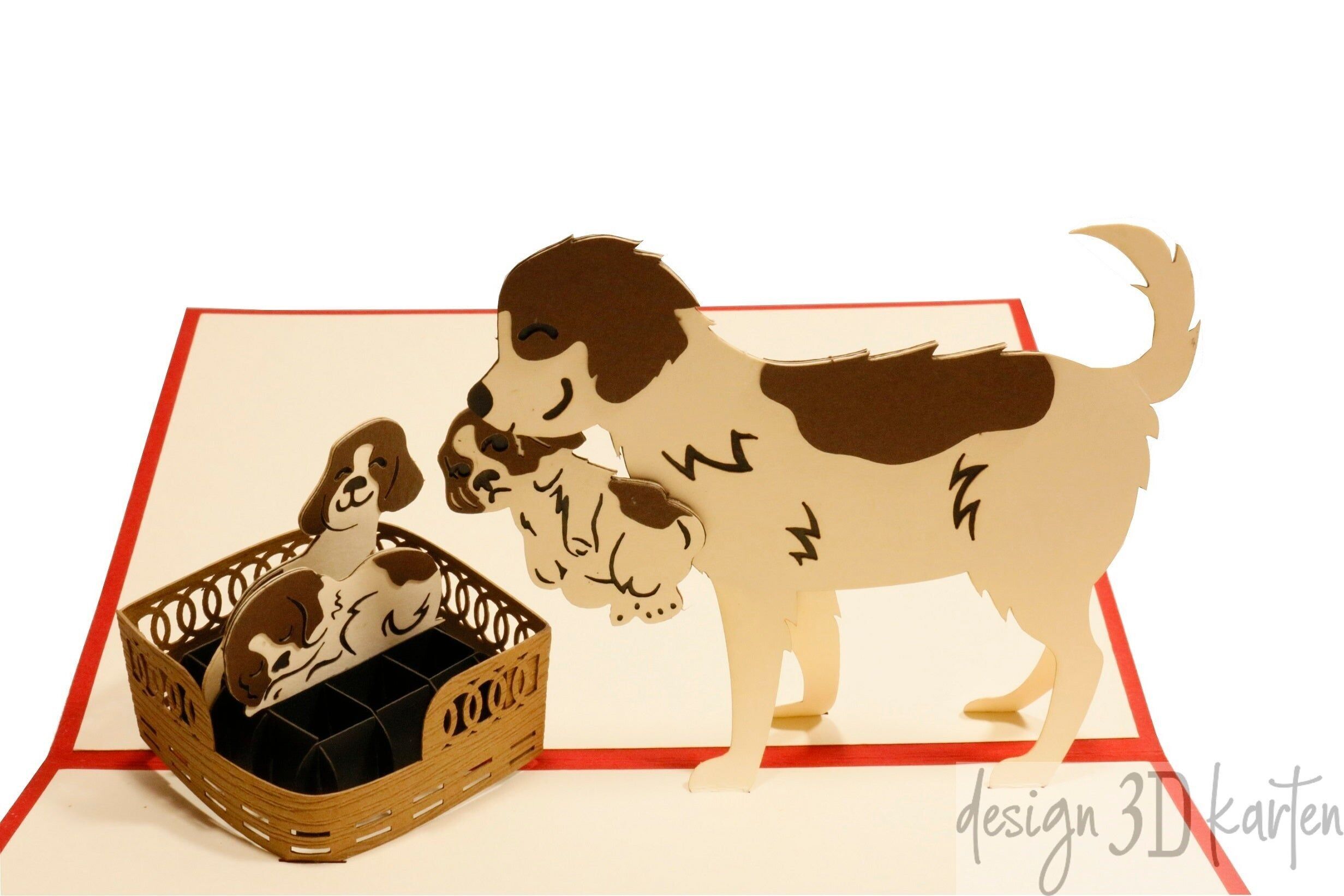 Tarjeta desplegable con familia de perros