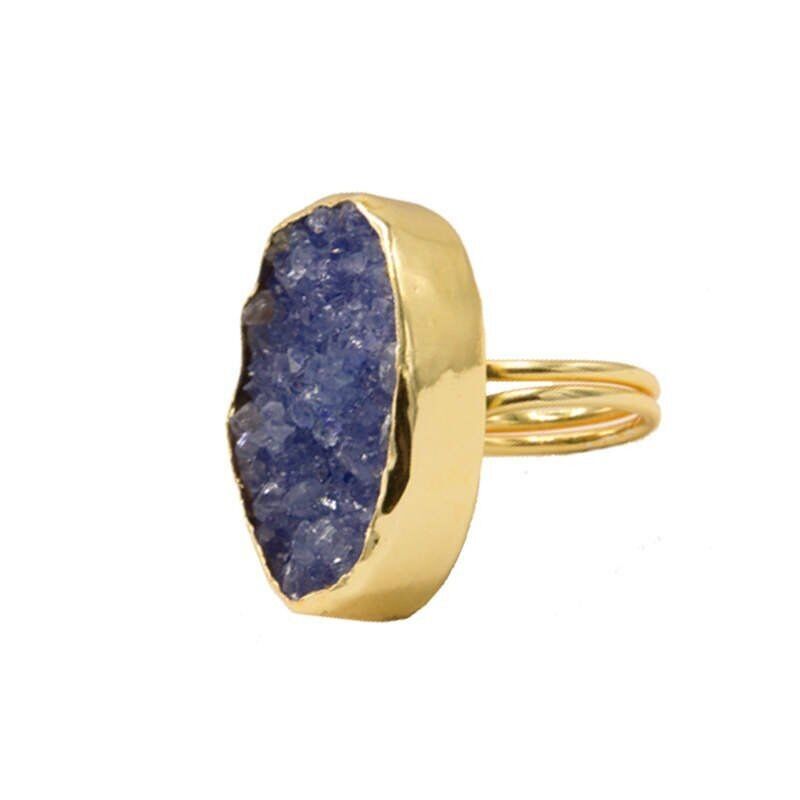 Blauer Druzy-Galaxie-Ring