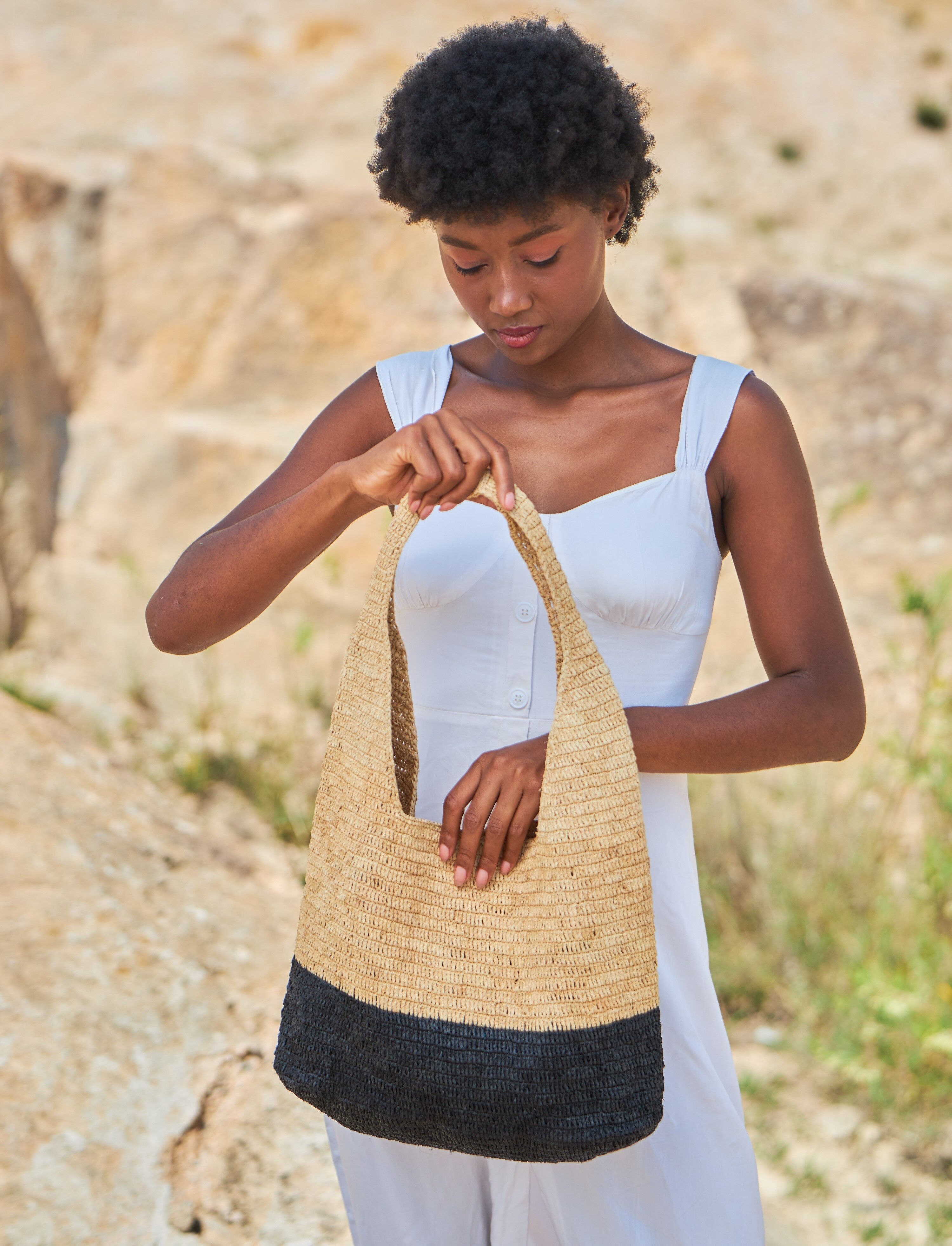 SAHIA, Bast-Einkaufstasche, lässige Tasche