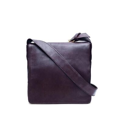 Petit sac à bandoulière en cuir marron foncé