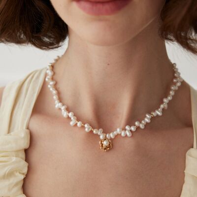 Collar de plata de ley 925 con perlas cultivadas de agua dulce - Judith