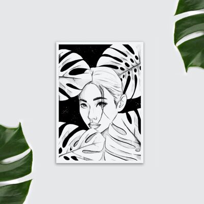 Magnete - Plantlady con Monstera deliciosa